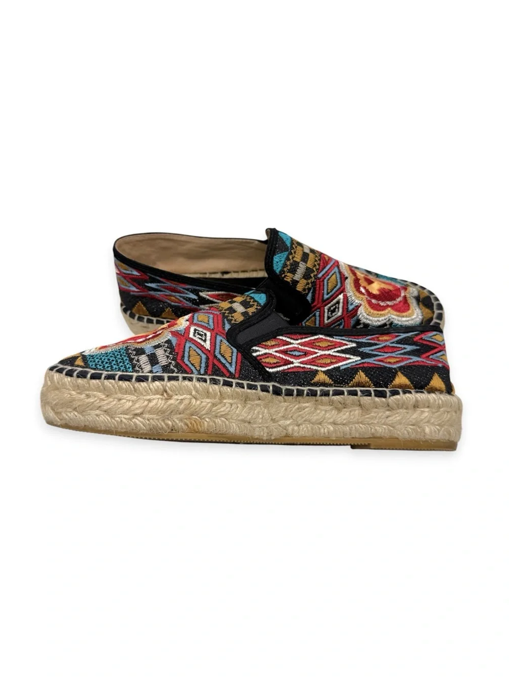 Johnny Was Aldorva Embroidered Espadrille Slip-On Shoes Size 41